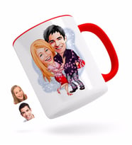 BK Gift Kişiye Özel Sevgililer Karikatürlü Kırmızı Kupa Bardak-2