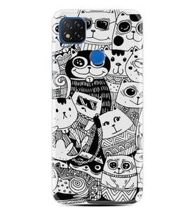 Kılıfland Xiaomi Redmi 9C Kılıf Silikon Resimli Kapak Cat Family Pattern Stok 1038