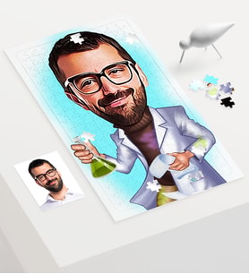 BK Gift Kişiye Özel Bay Kimya Mühendisi Karikatür 240 Parça A3 Puzzle  1