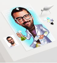 BK Gift Kişiye Özel Bay Kimya Mühendisi Karikatür 240 Parça A3 Puzzle  1