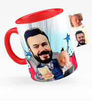 BK Gift Kişiye Özel Baba Oğul Karikatürlü Kırmızı Kupa Bardak  1