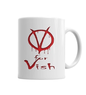 V For Vish Kan Kupa Bardak Porselen