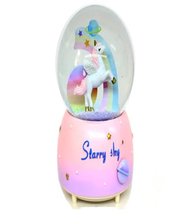 Unicorn Rainbow Işıklı Ve Müzikli Kar Küresi (Pembe)