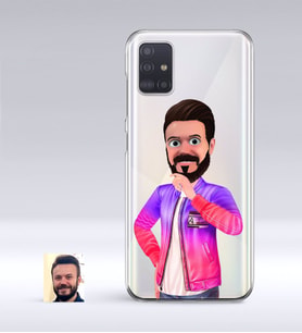 BK Gift Kişiye Özel Erkek Animasyon Karikatürlü Samsung Galaxy A51 İnce Şeffaf Silikon Telefon Kapağı-36 (Beyaz)