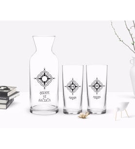 BK Gift Kişiye Özel Renkli Baskılı İsimli İkili Rakı Bardağı ve Karaf Hediye Seti-31 (Model 1)