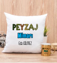 Peyzaj Mimarı Yastık ve Gold Kupa Bardak