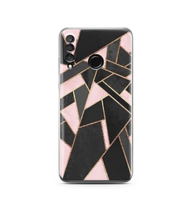Pembe Geometri Tasarımlı Süper Şeffaf Silikon Telefon Kılıfı Huawei P30 Lite 