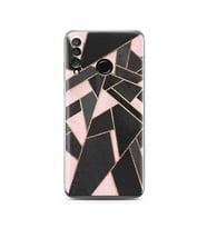 Pembe Geometri Tasarımlı Süper Şeffaf Silikon Telefon Kılıfı Huawei P30 Lite 