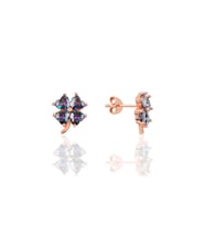 Söğütlü Silver Mistik topaz taşlı mini yonca küpe