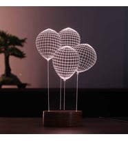 Balon Figürlü Dekoratif Hediye Led Masa Lambası 7 Işık Rengi Ahşap Taban