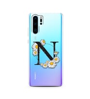 Papatya Harf Tasarım Süper Şeffaf Silikon Telefon Kılıfı Huawei P30 Pro  N-Harfi