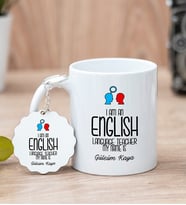 İngilizce Öğretmeni Beyaz Kupa Bardak Ve Anahtarlık Set