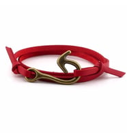 BRONZ OLTA KANCA KIRMIZI DERİ SARMA ERKEK BİLEKLİK BT568