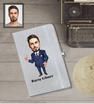 Kişiye Özel Öğretmen Karikatürlü Gri Defter Bay-11