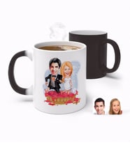 BK Gift Kişiye Özel Sevgililer Günü Temalı Evleniyoruz Karikatürlü Sihirli Kupa Bardak-10 (Beyaz)
