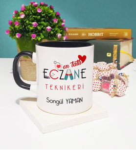 Mesajlı Eczane Teknikeri Kupa Bardak Siyah