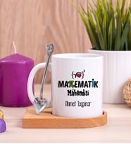 Matematik Mühendisi Ahşap Altlıklı Beyaz Kupa Bardak