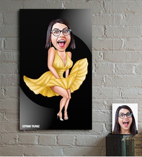 BK Gift Kişiye Özel Marilyn Monroe Karikatür Ahşap Tablo - 1