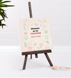 BK Gift Kişiye Özel Dünyanın En iyi Öğretmeni Şovaleli Doğal Taş-14 (Beyaz)