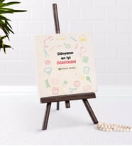 BK Gift Kişiye Özel Dünyanın En iyi Öğretmeni Şovaleli Doğal Taş-14 (Beyaz)