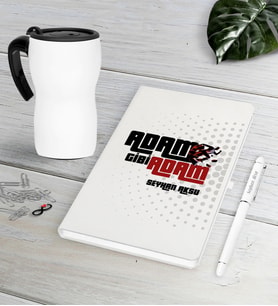 BK Gift Kişiye Özel Adam Gibi Adam Beyaz Defter Kalem Termos Mug Seti (Model 1)