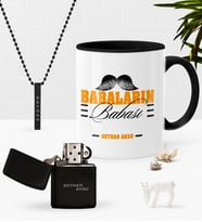 BK Gift Kişiye Özel Babaların Babası Siyah Kupa Benzinli Çakmak Kolye Seti-2 (Model 1)