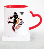 BK Gift Kişiye Özel Mesleki Basketbolcu Kırmızı Kalpli Kupa Bardak  1