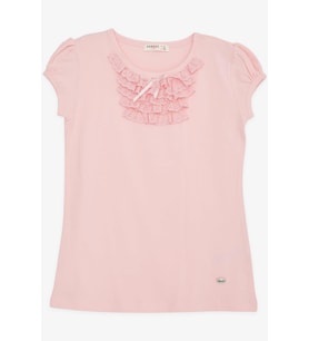 Breeze Kız Çocuk Tişört Güpürlü 9 Ay-8 Yaş, Pembe