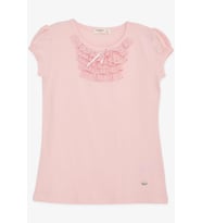 Breeze Kız Çocuk Tişört Güpürlü 9 Ay-8 Yaş, Pembe