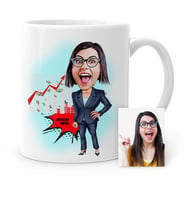 BK Gift Kişiye Özel Bayan Bankacı Karikatür Beyaz Kupa Bardak  4