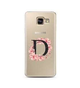 Pembe Çiçekli Harf Tasarım Süper Şeffaf Silikon Telefon Kılıfı Samsung A3 (2017)