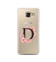 Pembe Çiçekli Harf Tasarım Süper Şeffaf Silikon Telefon Kılıfı Samsung A3 (2017)
