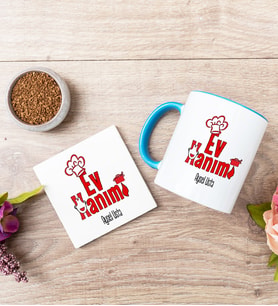 Ev Hanımı Mavi Kupa Bardak Ve Bardak Altlığı Seti