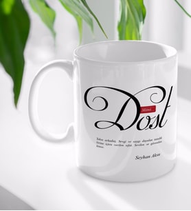 BK Gift Kişiye Özel Mânâ Dost Beyaz Kupa Bardak