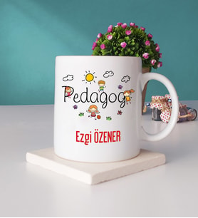 Pedagoga Özel Tasarımlı Pedagog Kupa Bardak ve Taş Bardak Altlığı Seti