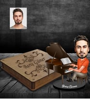 Kişiye Özel Piyanist Karikatürlü Ahşap Biblo Kutulu Bay-1