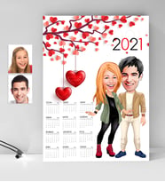 BK Gift Kişiye Özel Sevgililer Karikatürlü 2024 Duvar Takvimi - 8