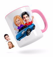 BK Gift Kişiye Özel Sevgililer Karikatürlü Pembe Kupa Bardak-52