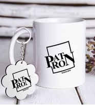 BK Gift Kişiye Özel Mesleki Patron Beyaz Kupa ve Anahtarlık Hediye Seti-13 (Model 1)