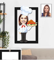 Kişiye Özel Aşçı Karikatürlü 3D Ahşap Tablo 30x47 Bayan-2