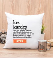 Kız Kardeş Kelime Anlamı Yastık ve Silver Kupa Bardak