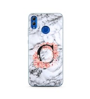 Mermer Çiçekli Harf Tasarım Süper Şeffaf Silikon Telefon Kılıfı Huawei Honor 10 