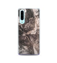 Gri Mermer Tasarımlı Süper Şeffaf Silikon Telefon Kılıfı Huawei P30  
