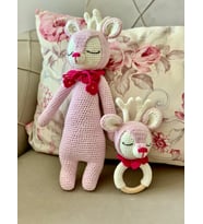 Amigurumi Organik Geyik Bebek Seti (Krem)