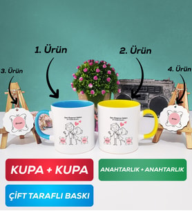 İkili Mavi Sarı Sen Başıma Gelen En Güzel Şeysin Sevgililer Günü Hediyesi Kupa Bardak Anahtarlık Hediye Seti