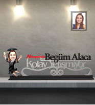 Kişiye Özel Mezuniyet Karikatürlü Kolay Yetişmiyor Ahşap Biblo Bayan-2