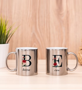 Baş Harfli ve İsimli İkili Silver Kupa Bardak