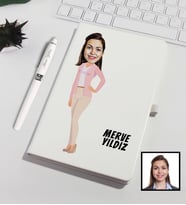 Kişiye Özel Karikatürize Pembelim Defter Kalem Seti Beyaz 91327