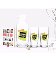 BK Gift Kişiye Özel Renkli Baskılı Yarıya Kadar Değil Yaraya Kadar Tasarımlı İkili Rakı Bardağı Karaf ve Cep Kitabı Hediye Seti-3 (Model 1)