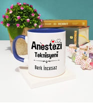 Anestezi Teknisyeni Tasarımlı Kişiye Özel Anestezi Teknisyeni Kupa Bardak Lacivert